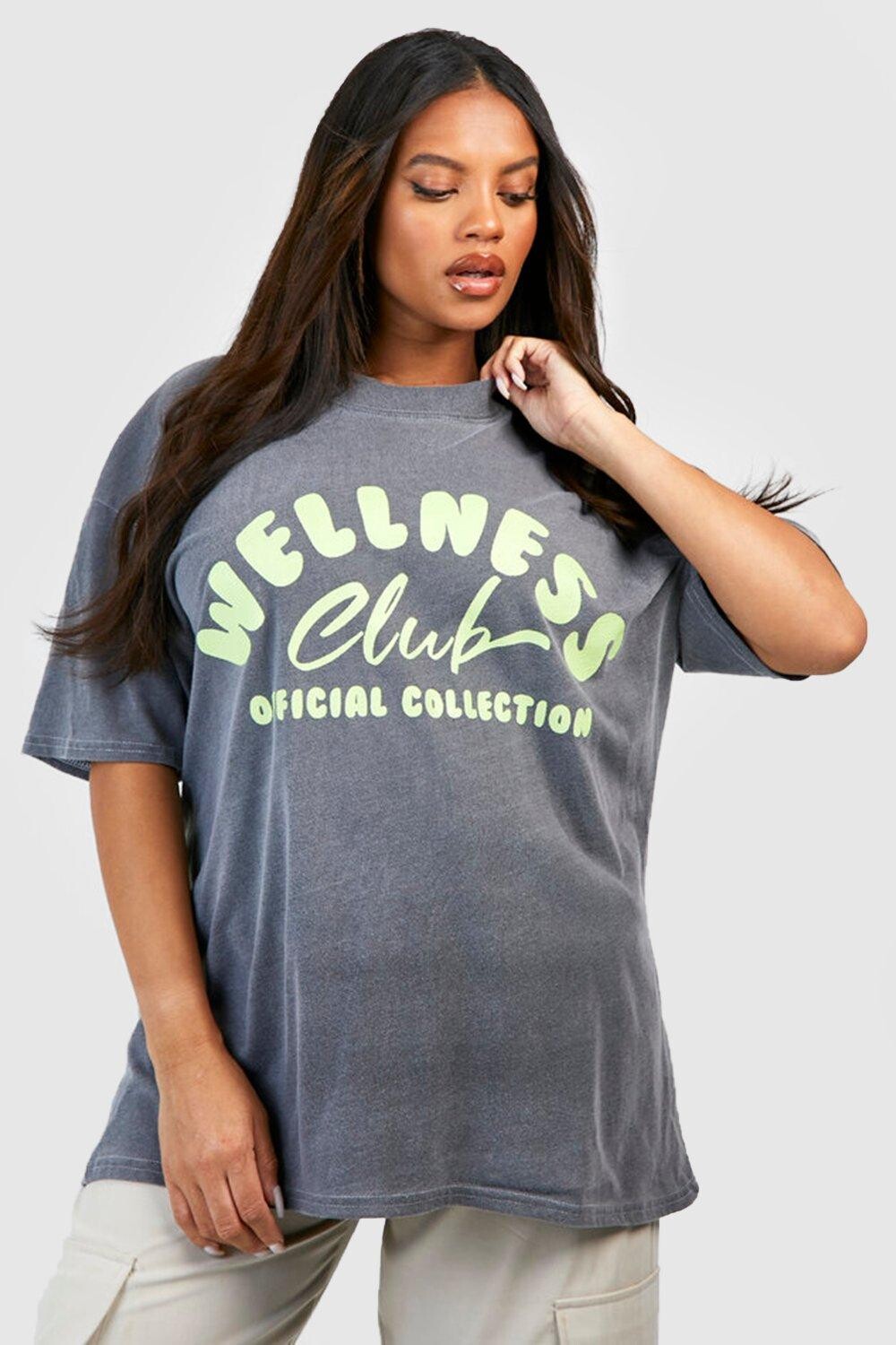 

Футболка оверсайз bubble wellness плюс Boohoo, угольный