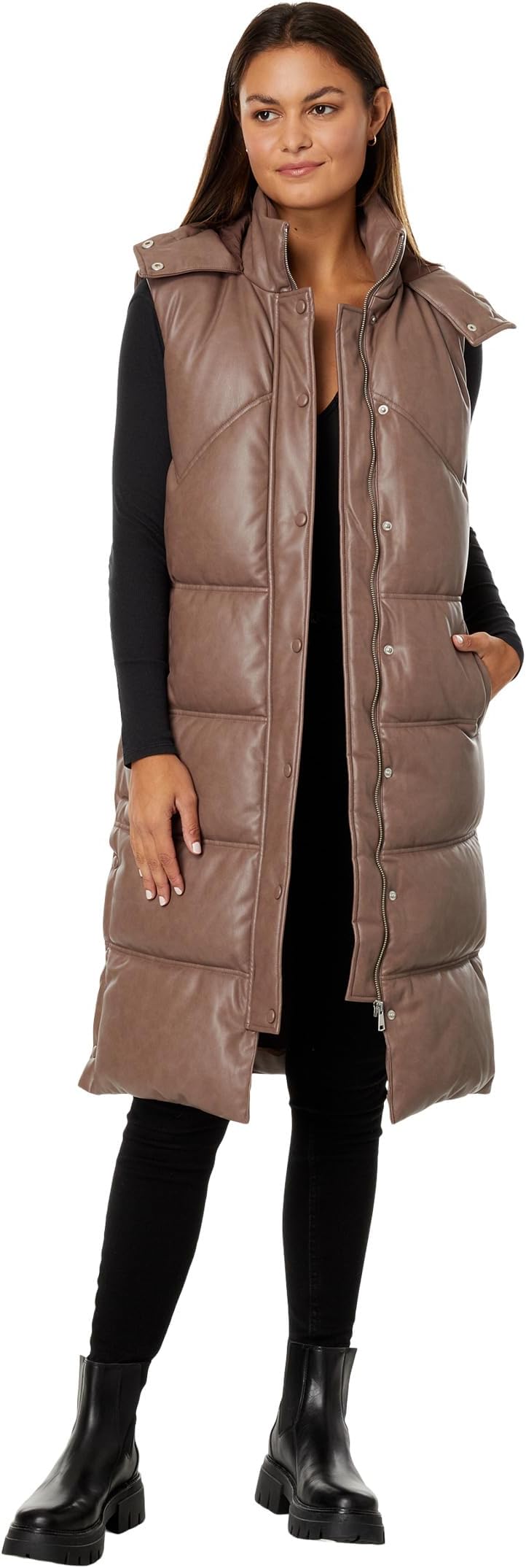 Жилет Faux Leather Puffer Vest Avec Les Filles, цвет Caribou жилет zara faux leather puffer темно коричневый