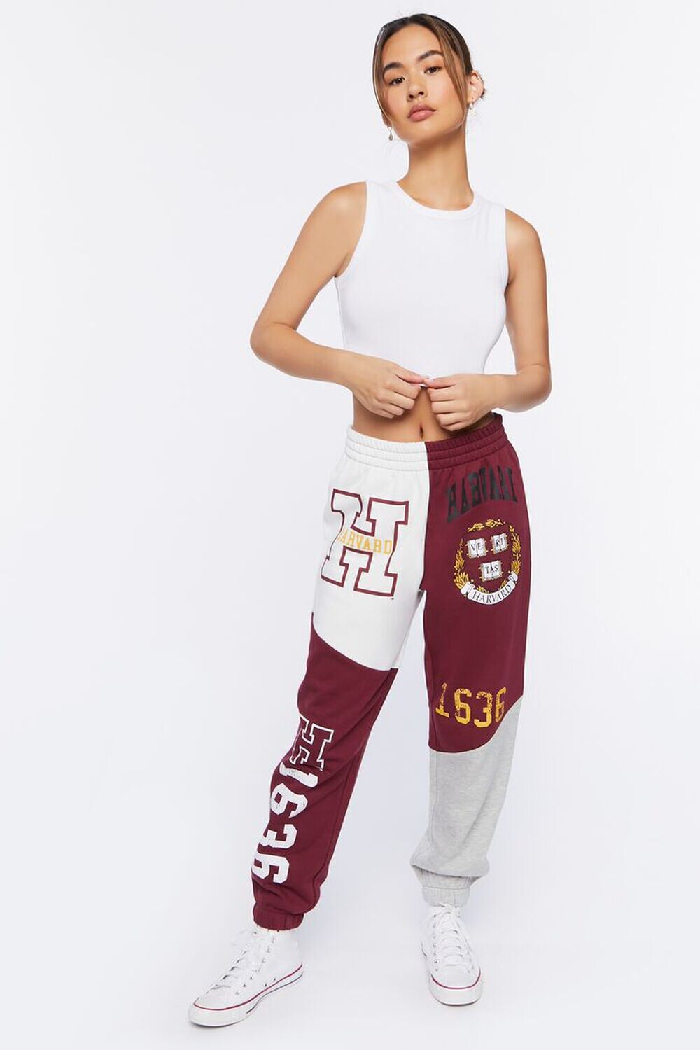 

Флисовые джоггеры с рисунком Harvard Forever 21, бордовый, Красный