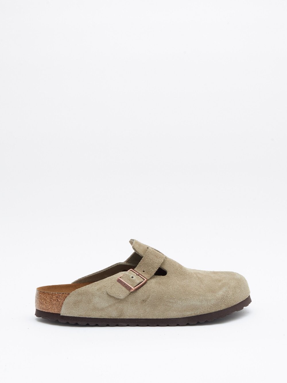 

Замшевые сабо boston с пряжками Birkenstock, бежево-серый