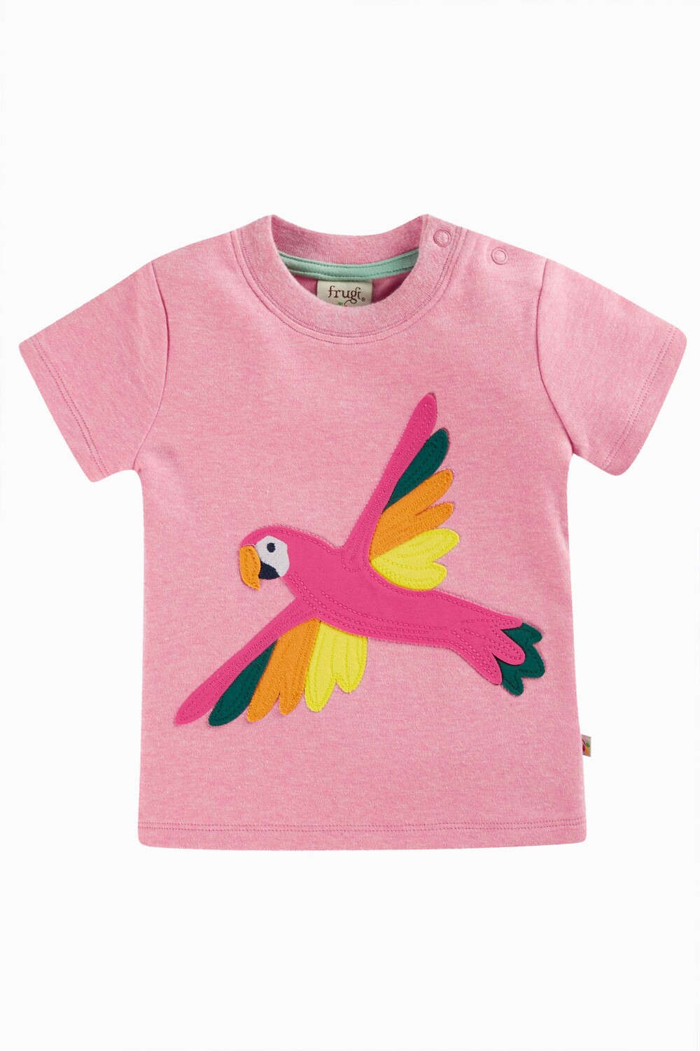 

Розовая футболка с попугаями Frugi, розовый