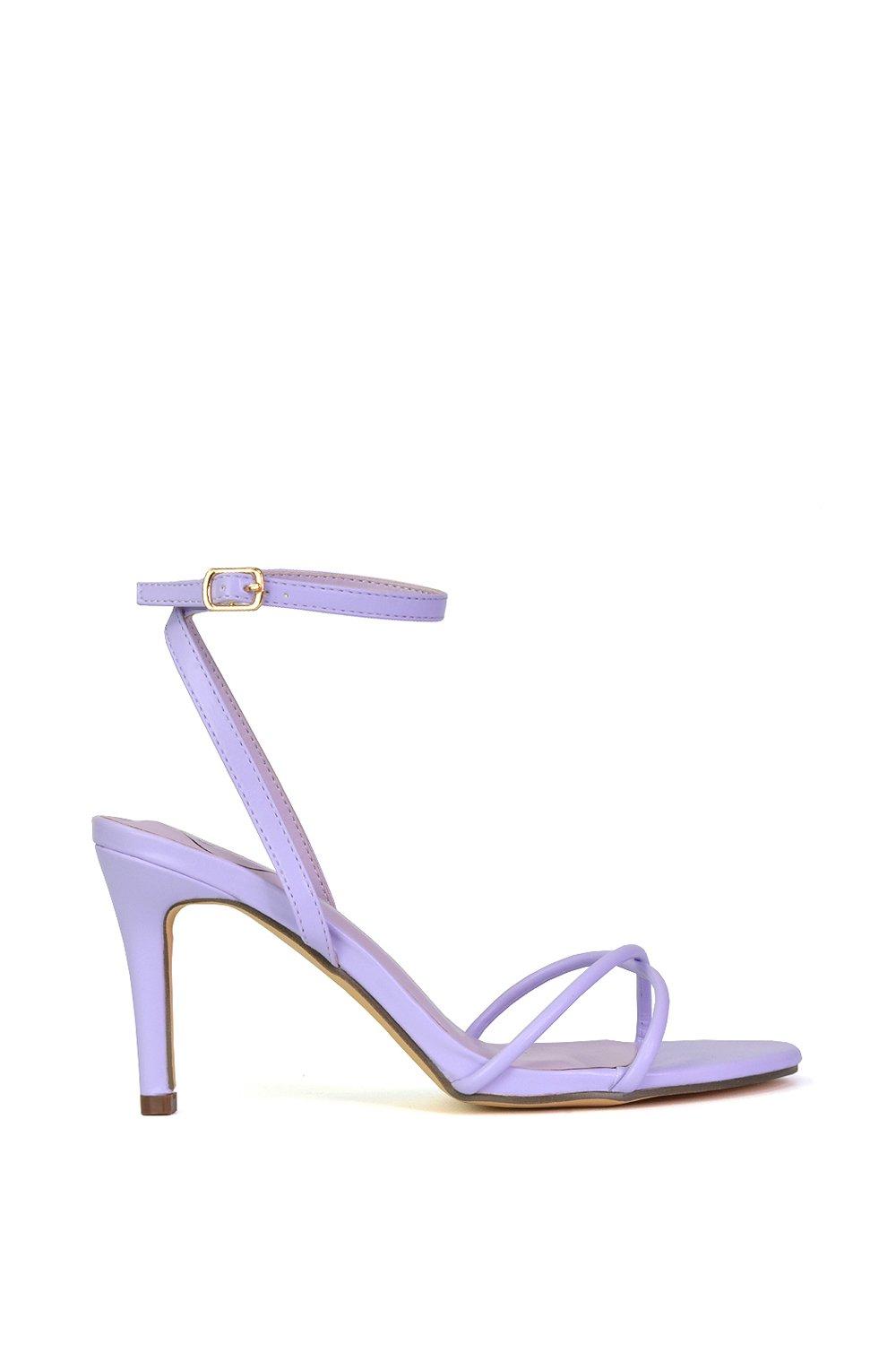 Сандалии Ridge на среднем высоком каблуке-шпильке с круглым носком и ремешками XY London, фиолетовый