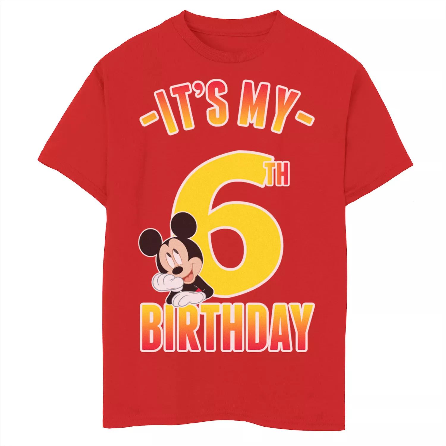 Футболка с градиентным портретом «Микки Маус» Disney для мальчиков 8–20 лет «Это мой 6-й день рождения» Licensed Character микки маус диснея мальчики 8–20 лет ура футболка с рисунком мой 6 й день рождения сегодня disney