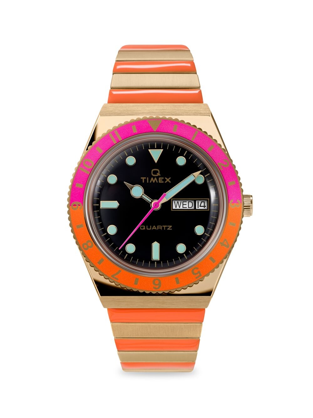 

Часы Q Timex Malibu с ремешком расширения из нержавеющей стали Timex, черный