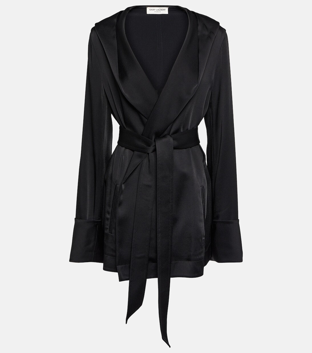 

Куртка из креп-сатина с капюшоном SAINT LAURENT, черный
