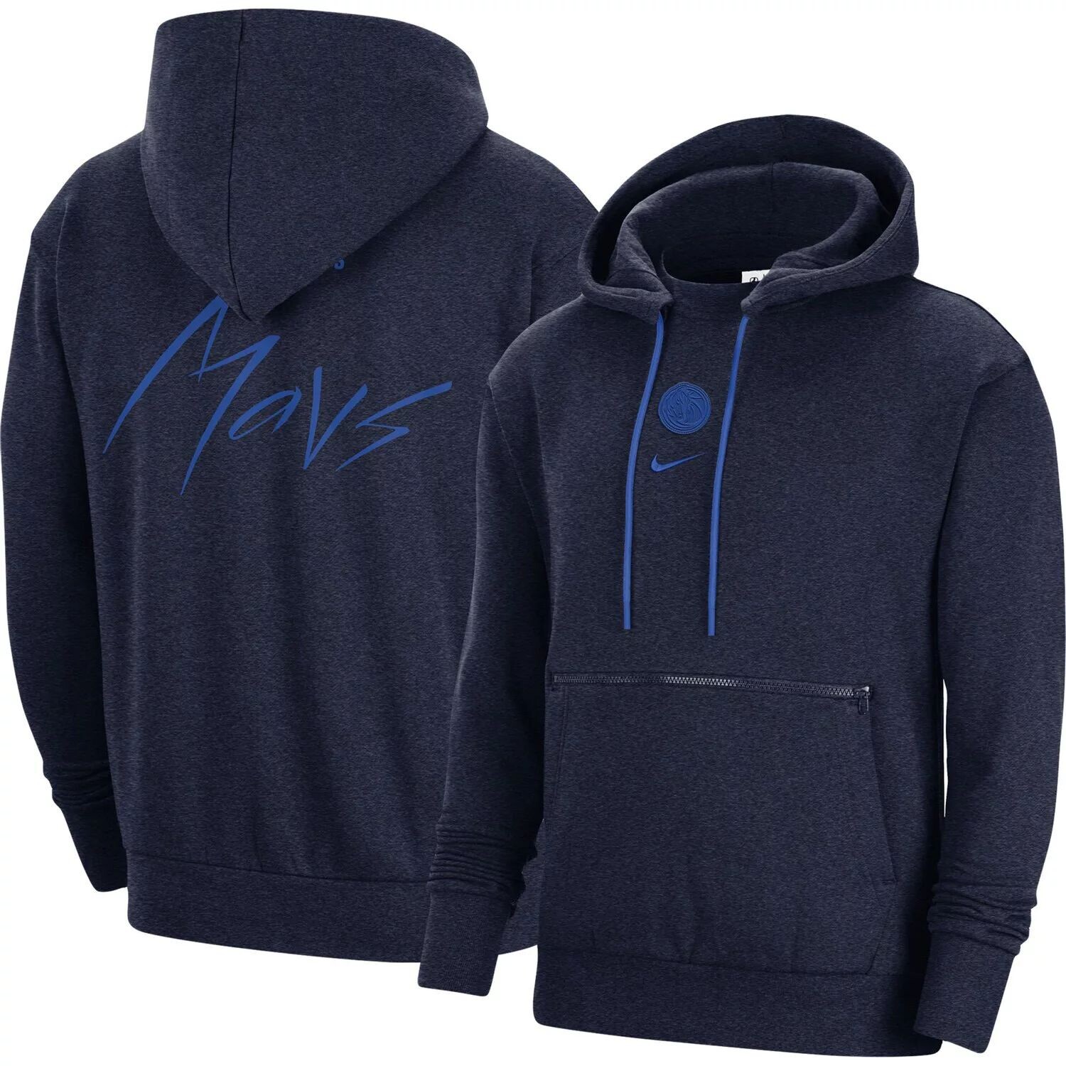 

Мужской пуловер с капюшоном Heather Navy Dallas Mavericks Courtside Versus Flight Nike