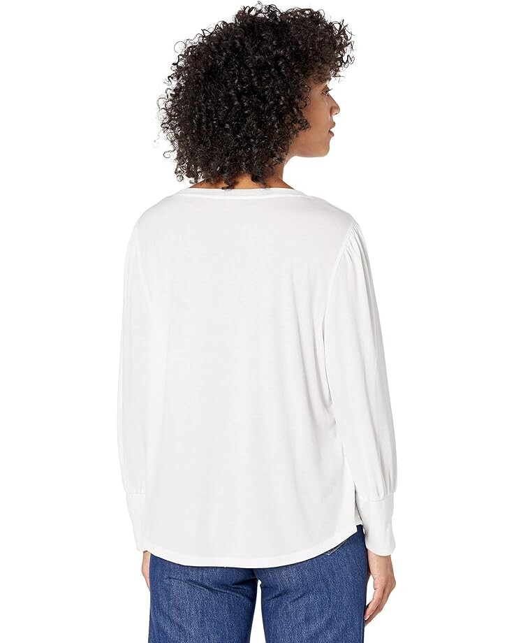 

Топ Vince Camuto Long Sleeve V-Neck Modal Rib Knit Top, цвет New Ivory