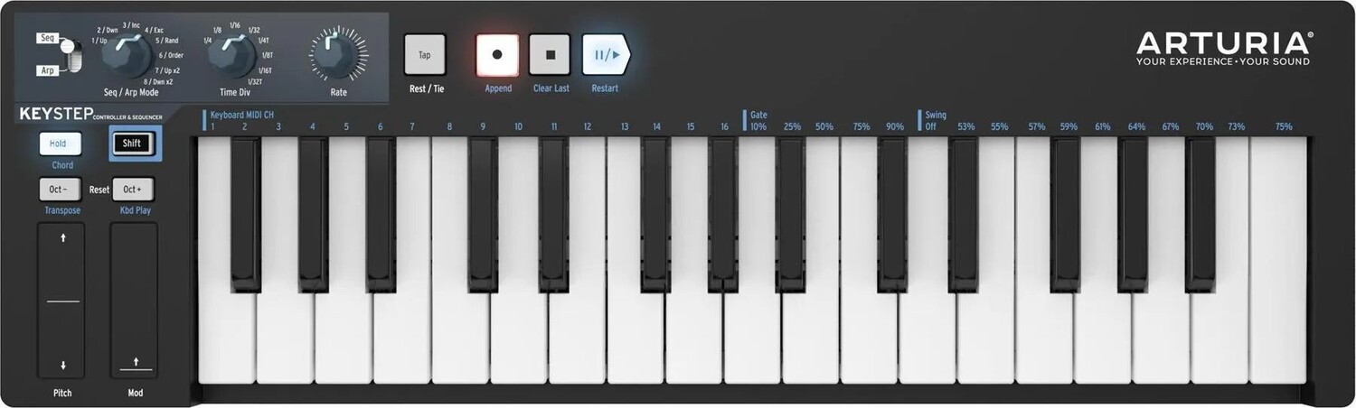 

Новый 32-клавишный контроллер и секвенсор Arturia KeyStep — черный