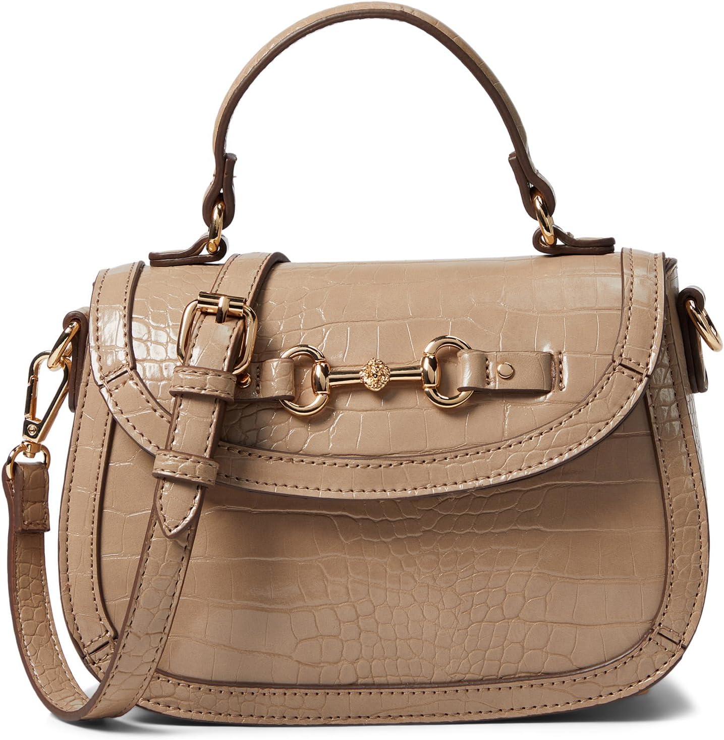 

Сумка Anne Klein Horsebit Flap Satchel In Croco, цвет Oatmilk