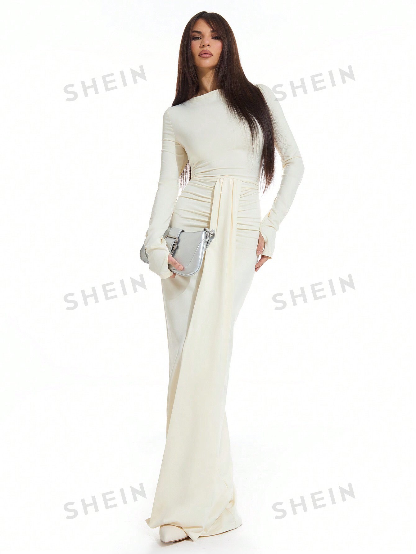 MUSERA Облегающее платье с драпировкой и рюшами, абрикос цена и фото