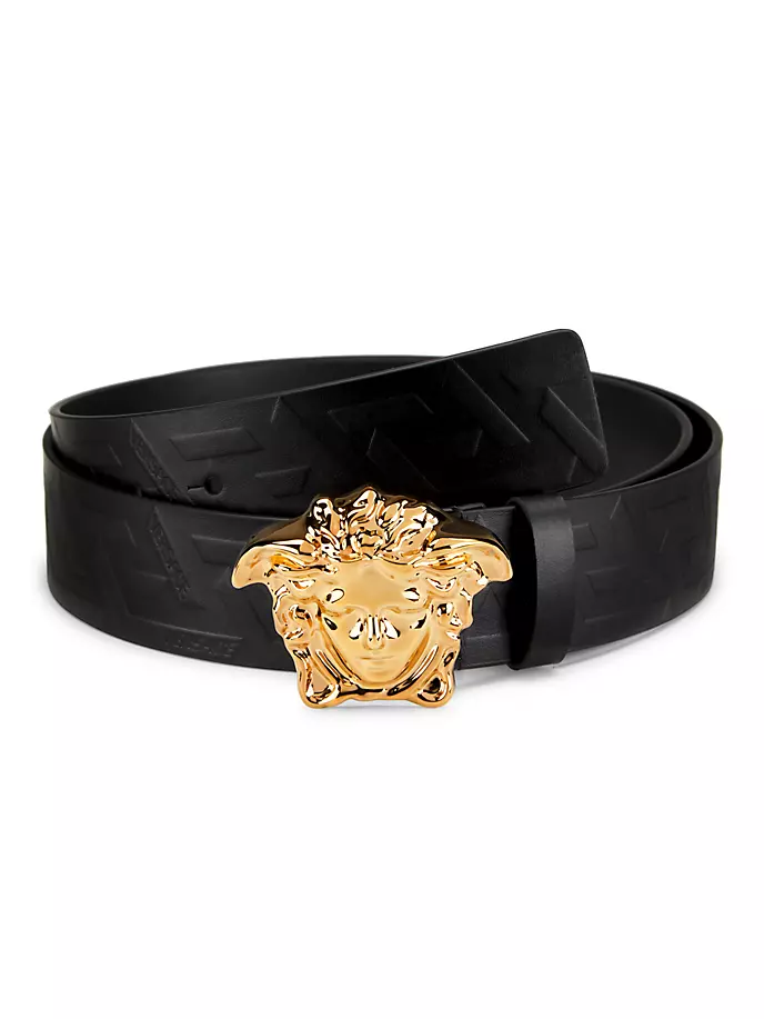 

Кожаный ремень с пряжкой Medusa Versace, черный