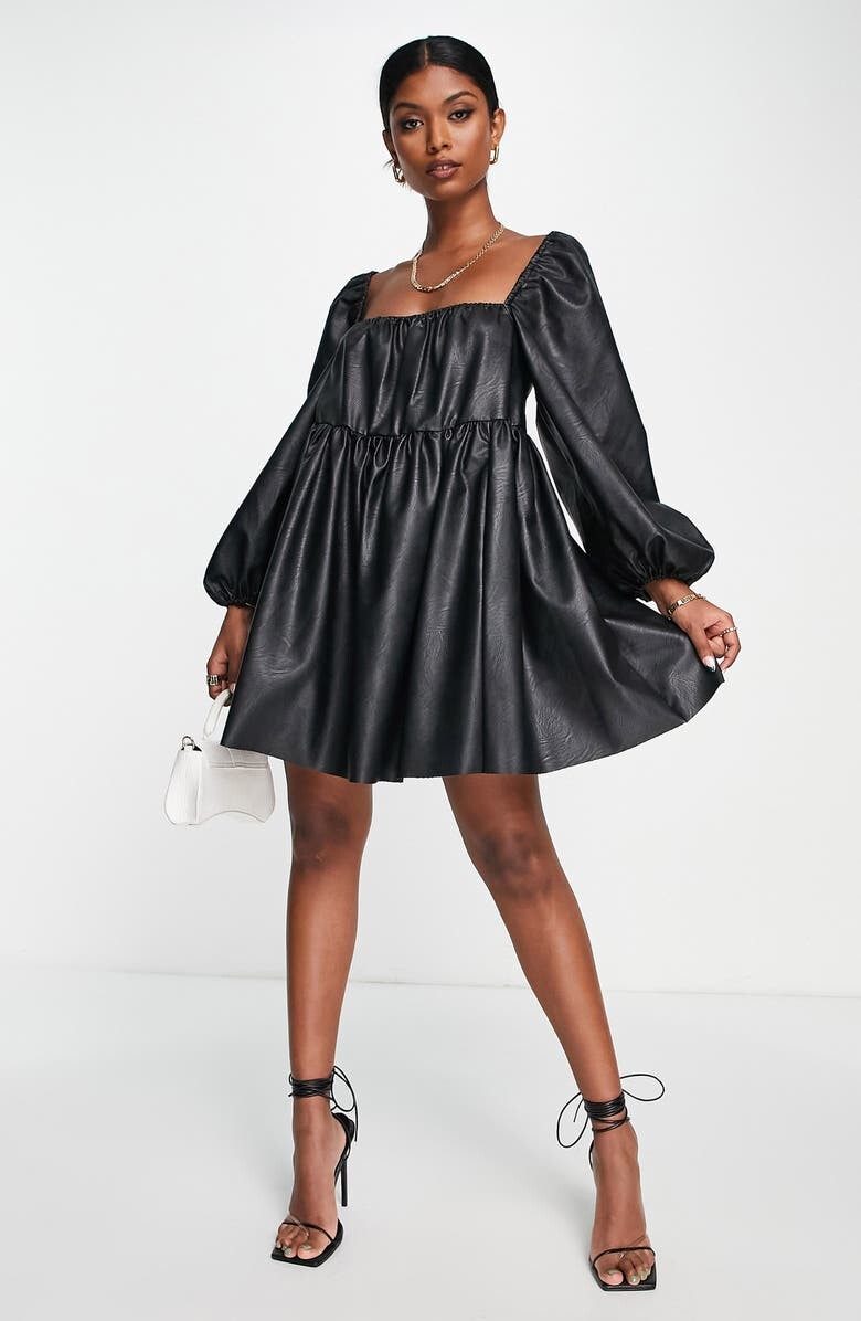 

Мини-платье из искусственной кожи с длинными рукавами ASOS DESIGN