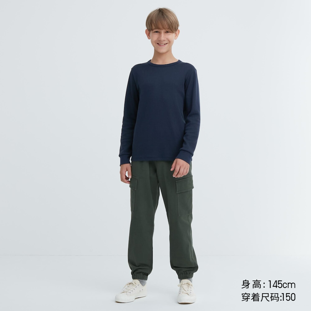 

Футболка Uniqlo Heattech из смесового хлопка с вырезом и длинным рукавом, темно-синий