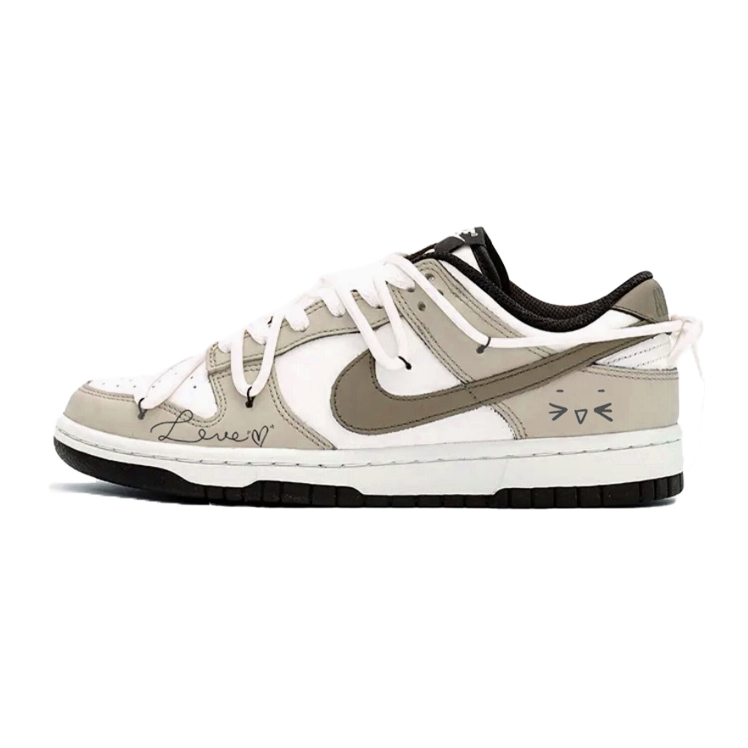 

Кроссовки Nike Dunk Skateboarding Shoes Women's Low-top White/black/brown, цвет Linen