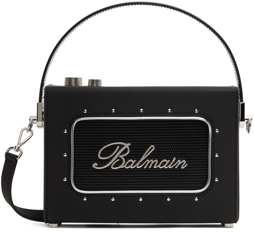 

Черная кожаная сумка Radio с резиновым эффектом Balmain