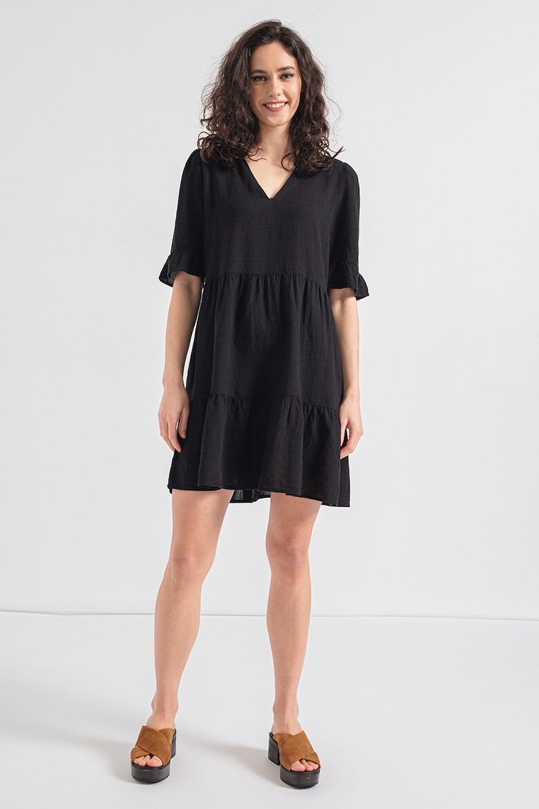 

Льняное платье со шпицем и льном Vero Moda, черный
