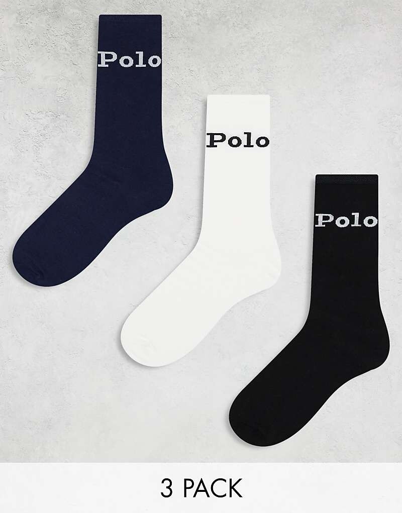 

Polo Ralph Lauren – Комплект из трех носков черного, кремового и темно-синего цветов с логотипом Polo