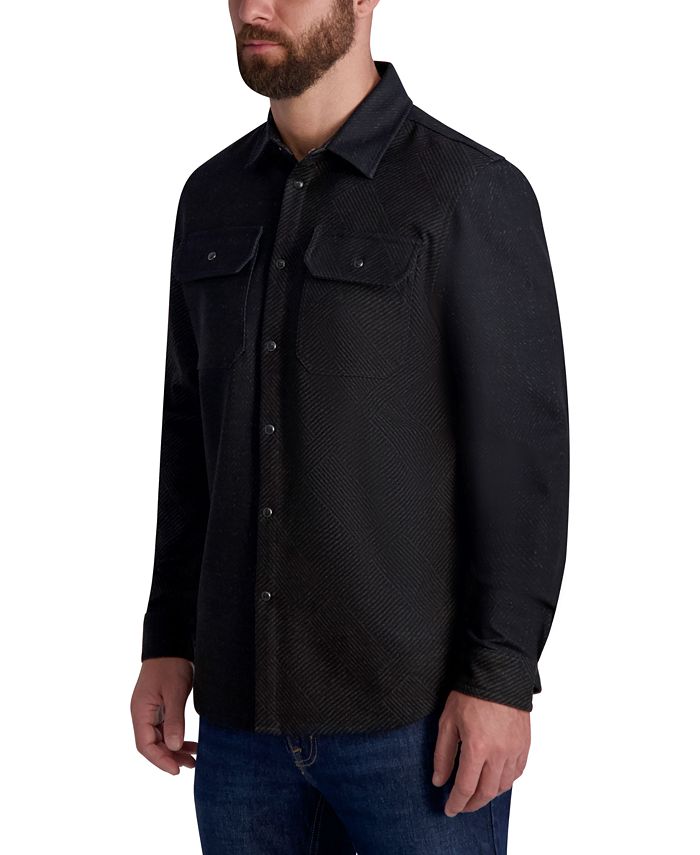куртка с нагрудными карманами h Мужская куртка-рубашка в клетку с длинными рукавами и понте из понте KARL LAGERFELD PARIS, черный