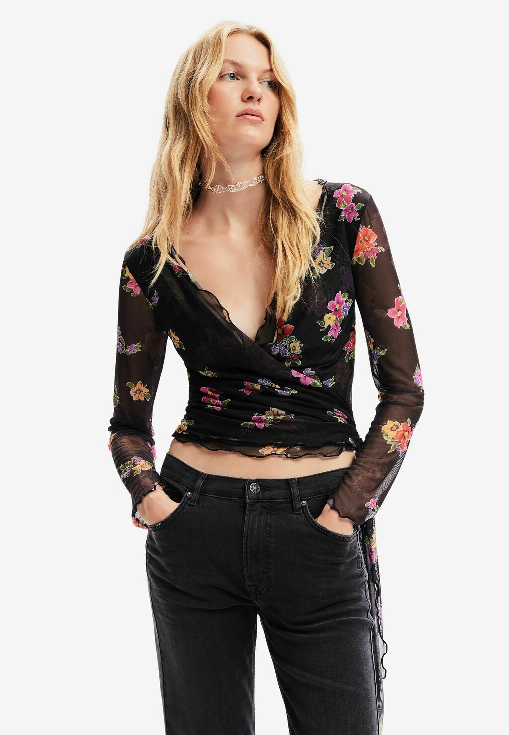 

Блузка Desigual WRAP FLORAL, черный