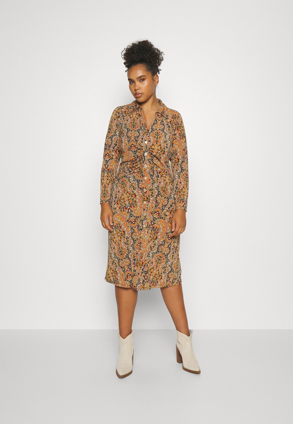 

Платье Camisero MICHAEL Michael Kors PAISLEY SNAP MIDI, жженая терракота