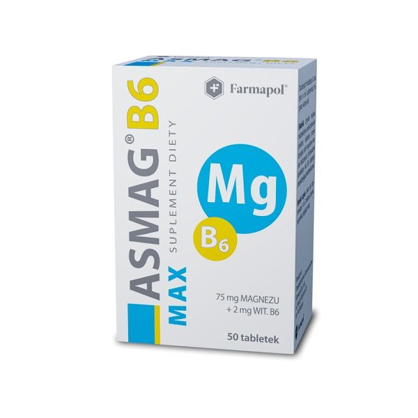 Магний с витамином B6 Asmag B6 Max Tabletki, 50 шт витамин с актив с малиновым ароматом 380 мг 150 шт таблетки