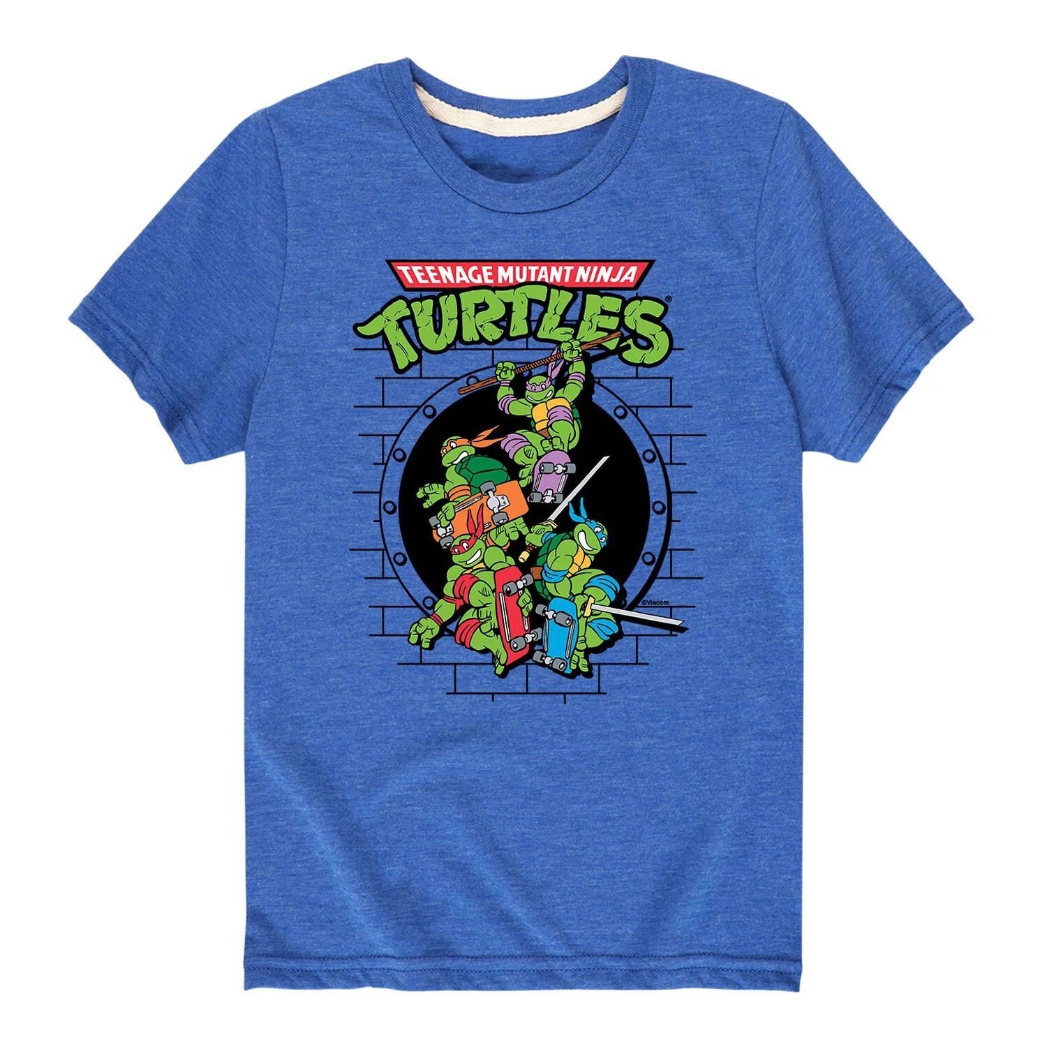 

Футболка с рисунком скейтборда TMNT Sewer для мальчиков 8–20 лет Nickelodeon, синий