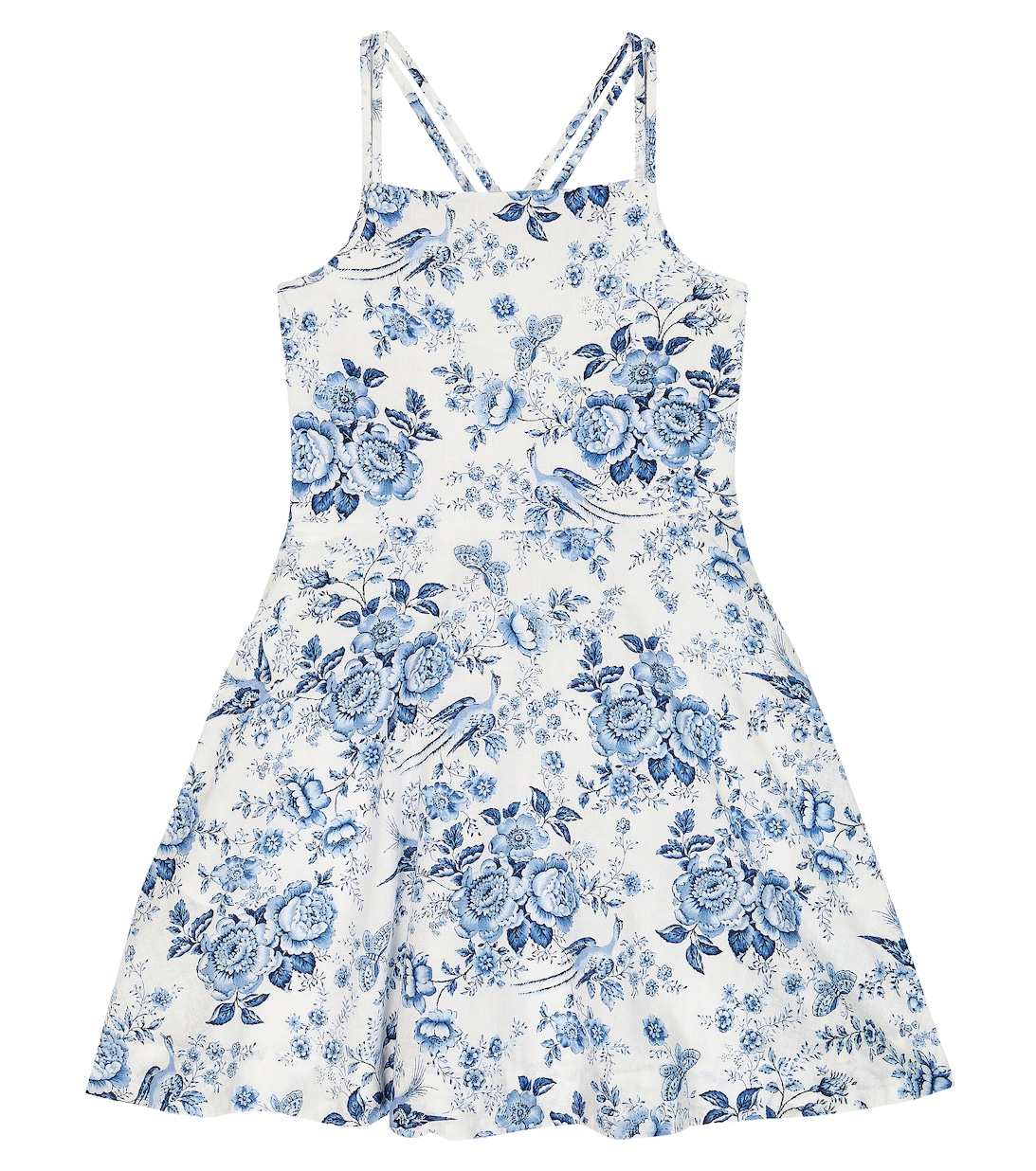 цена Платье из льна и хлопка с цветочным принтом Polo Ralph Lauren, синий