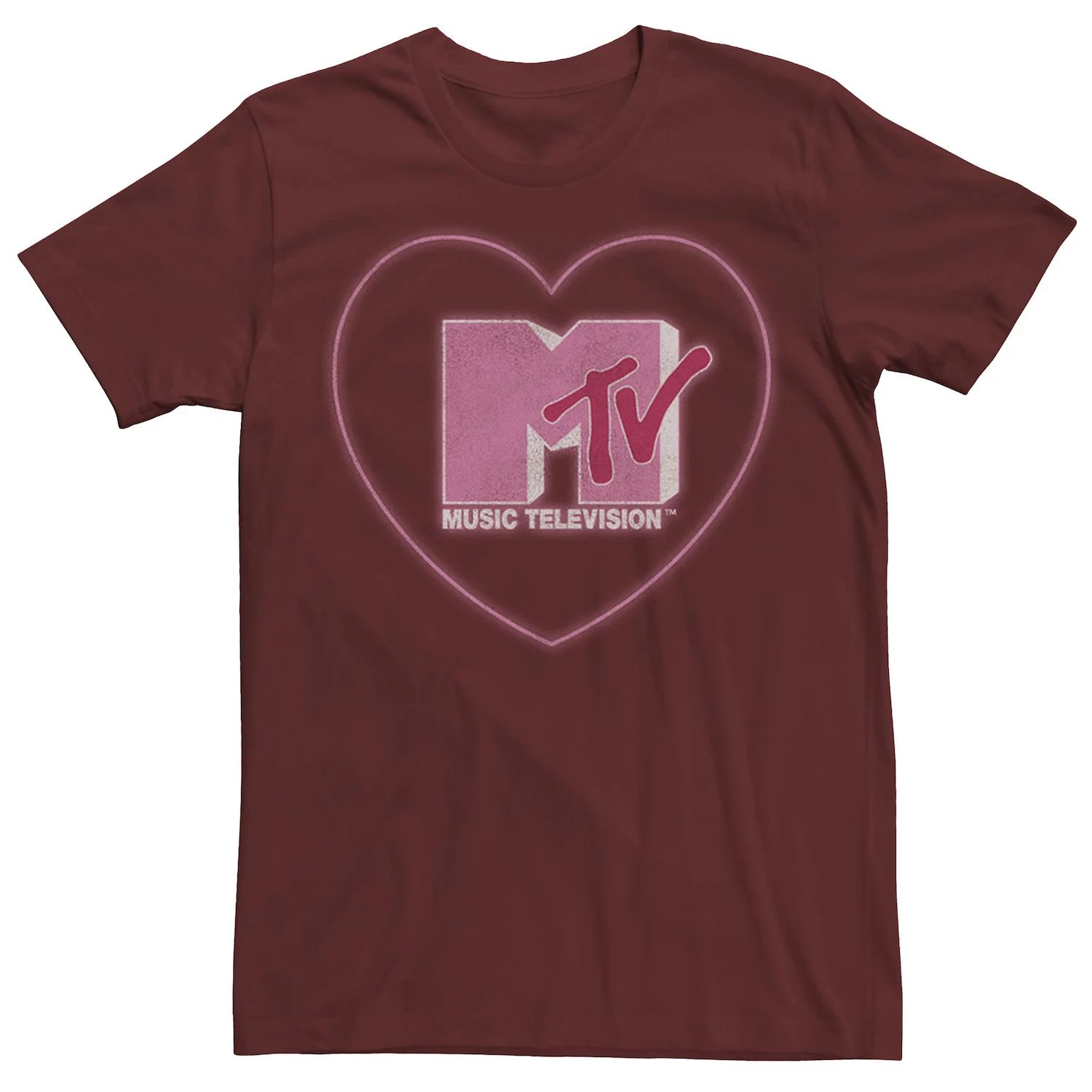 Мужская футболка с логотипом MTV розового цвета в форме сердца Licensed Character