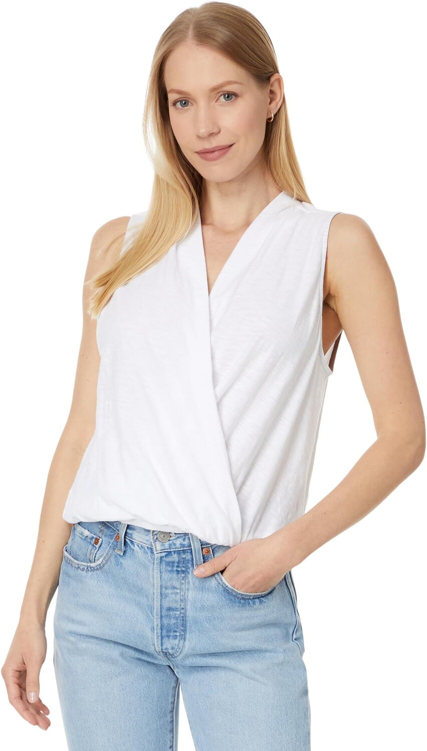 

Топ Lilla P Sleeveless Faux Wrap, белый