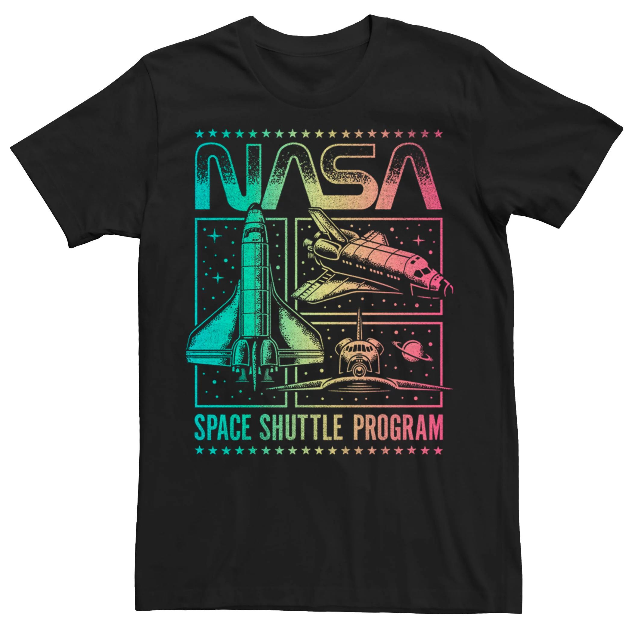 Мужская футболка с плакатом программы космических кораблей NASA Gradient Space Shuttle Licensed Character