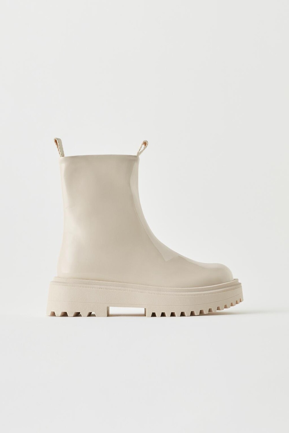 

Ботинки из искусственной лакированной отделки стрейч ZARA, экрю-белый