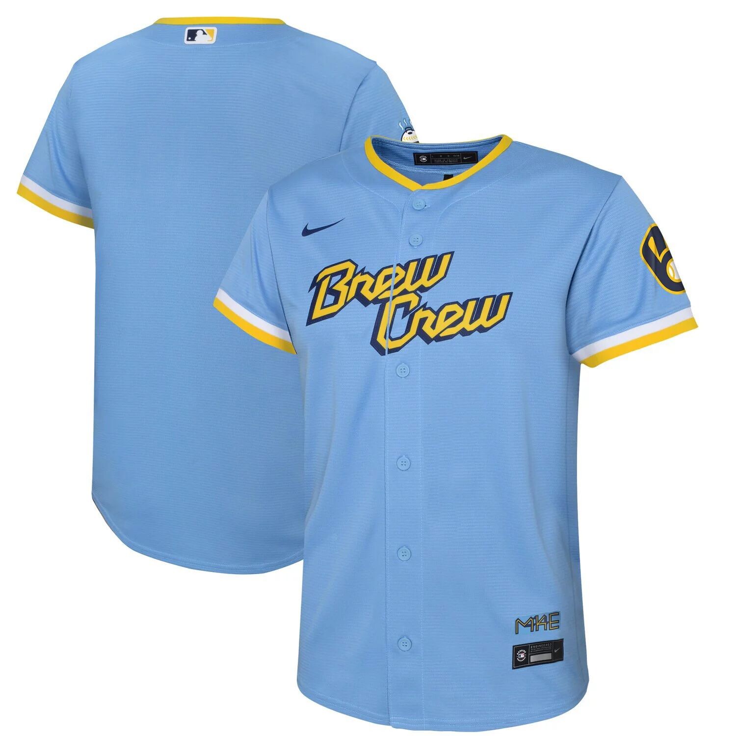 

Молодежная футболка Nike Powder Blue Milwaukee Brewers 2022 City Connect Replica Team Nike
