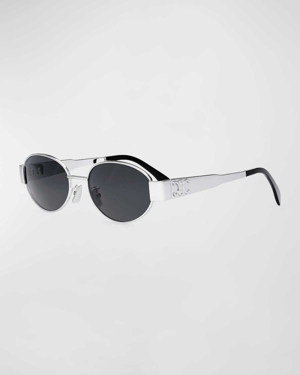 

Мужские металлические овальные солнцезащитные очки Triomphe Celine, цвет Shiny Palladium Smoke