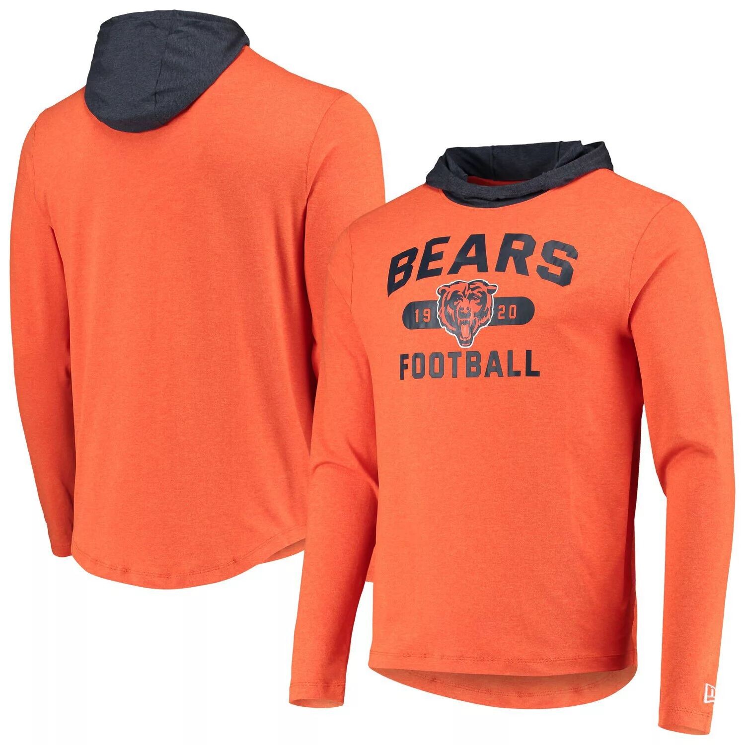 

Мужская толстовка с капюшоном New Era оранжевого/темно-синего цвета Chicago Bears Active Block, футболка с длинными рукавами, Синий