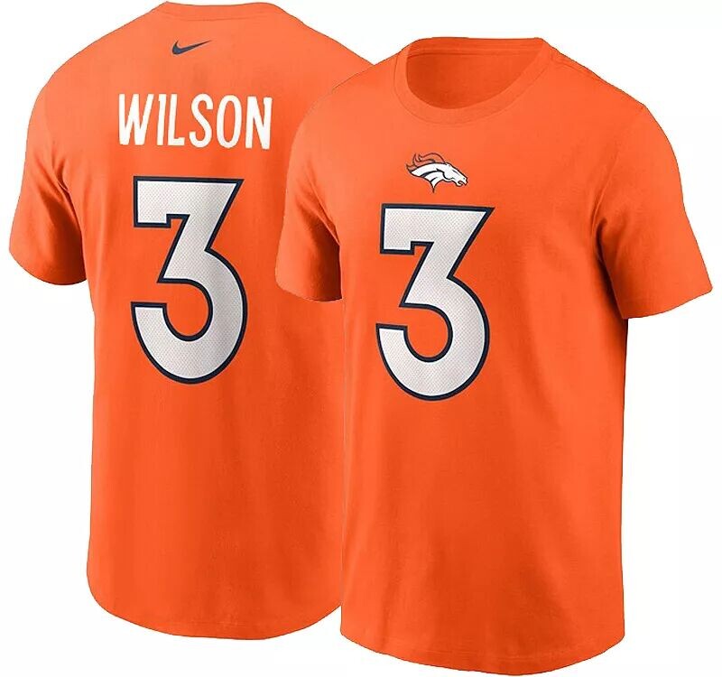 

Мужская оранжевая футболка Nike Denver Broncos Russell Wilson #3