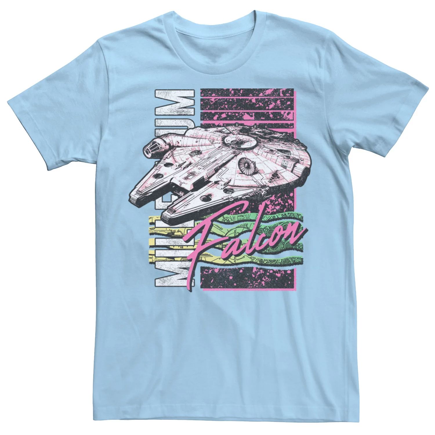 Мужская неоновая винтажная футболка «Звездные войны» «Сокол тысячелетия» Star Wars, светло-синий