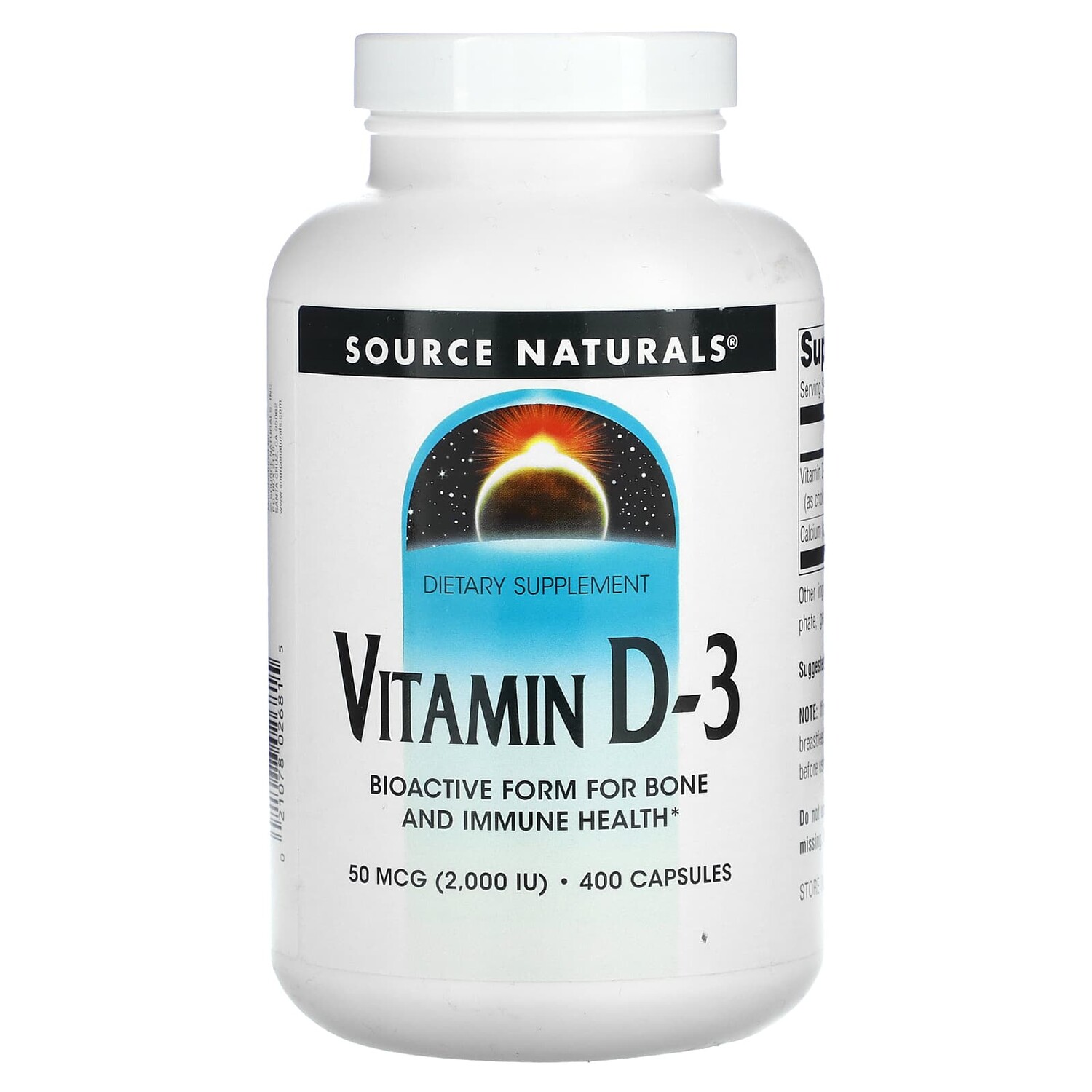 

Витамин D-3, 50 мкг (2000 МЕ), 400 капсул, Source Naturals
