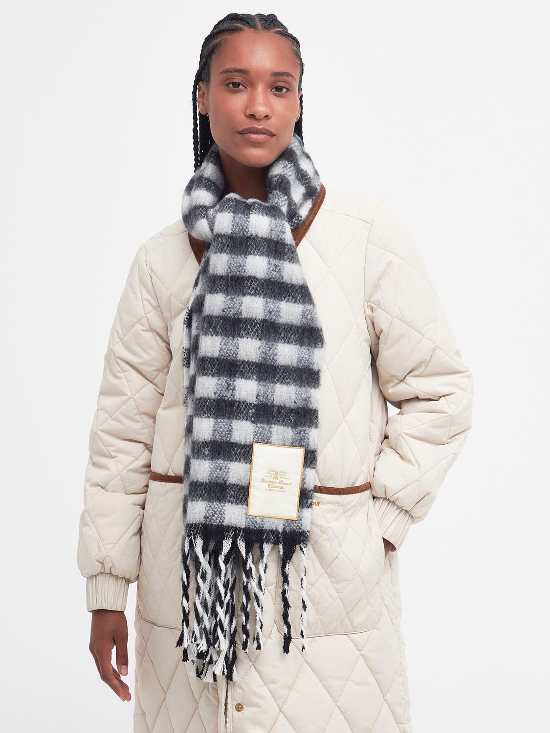 

Клетчатый шарф Tomorrow's Archive Manderston Northumberland Barbour, черно-белый