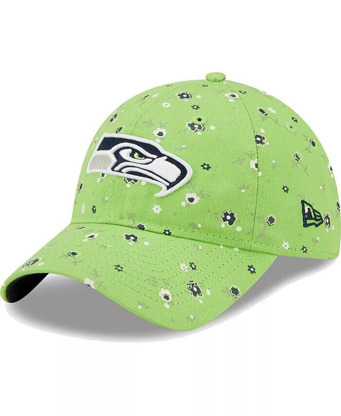 

Женская неоново-зеленая регулируемая шляпа Seattle Seahawks с цветочным принтом 9TWENTY New Era, зеленый