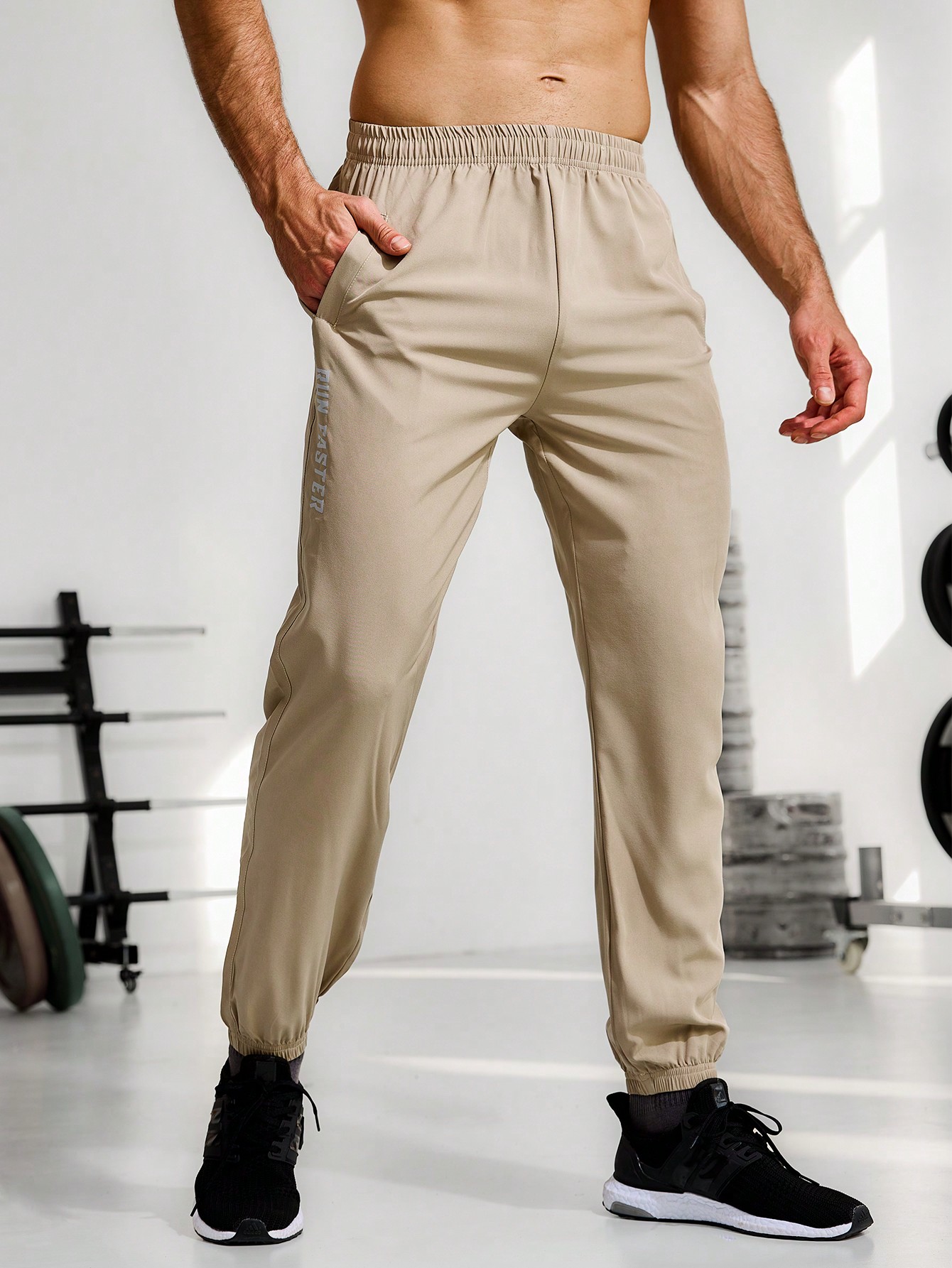 цена Мужские спортивные спортивные штаны с эластичной резинкой на талии и манжетами, кофейный коричневый
