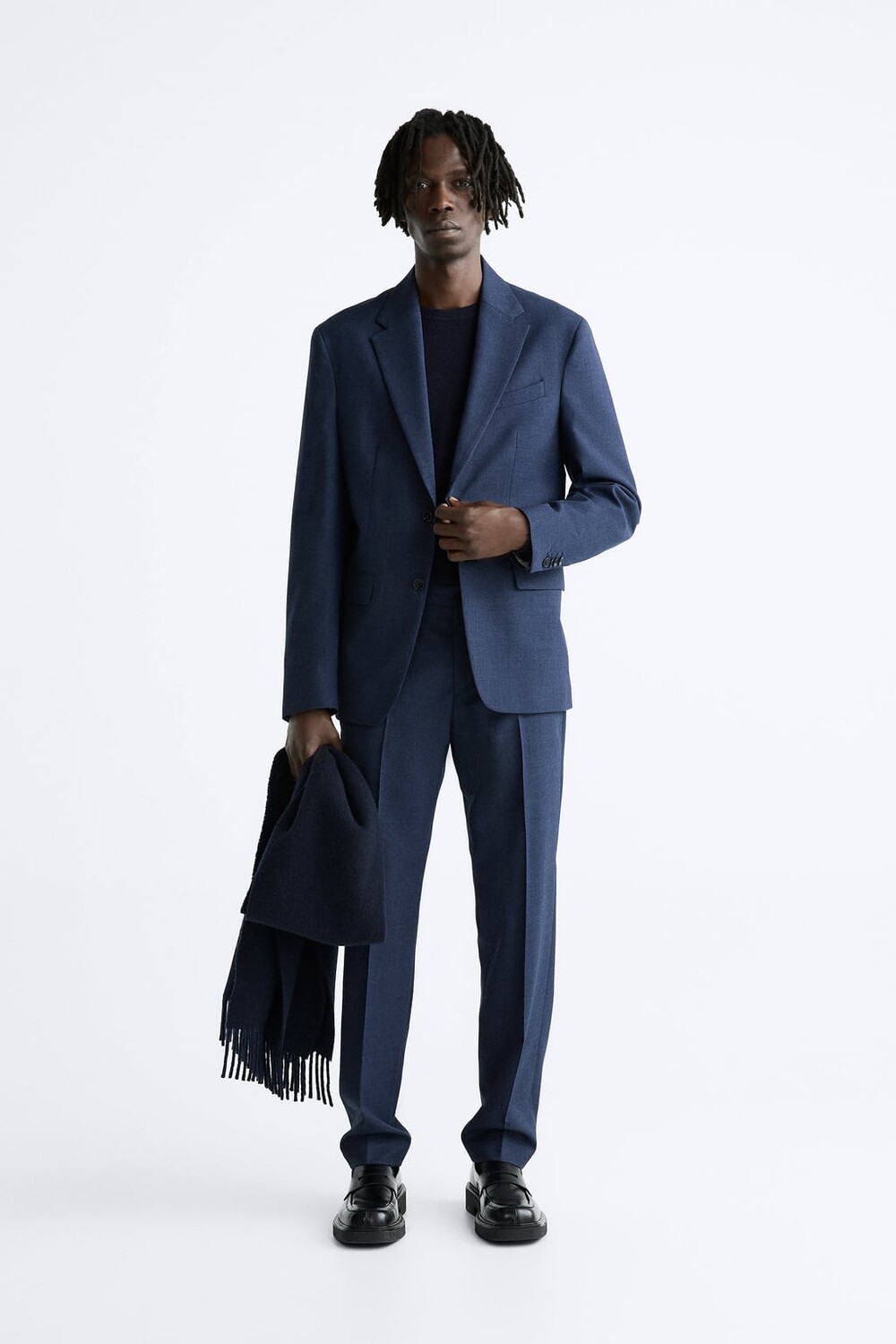 

Шерстяной костюмный пиджак ZARA, синий