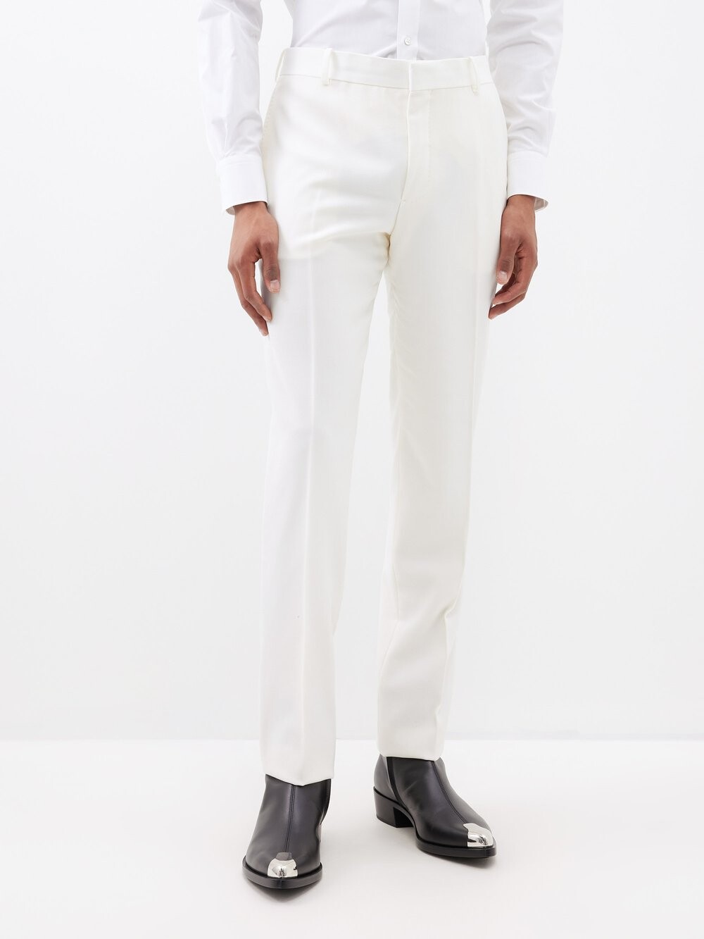 

Костюмные брюки de poudre из шерстяной ткани Alexander McQueen, белый
