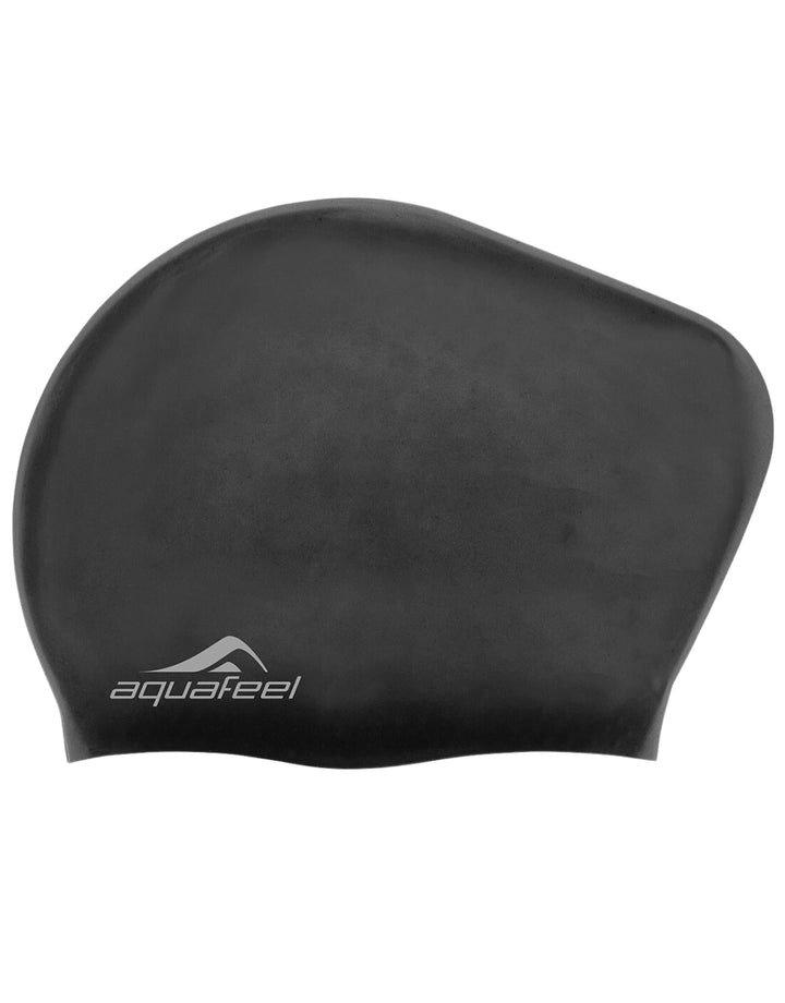 Силиконовая шапочка для плавания с длинными волосами Aquafeel, черный