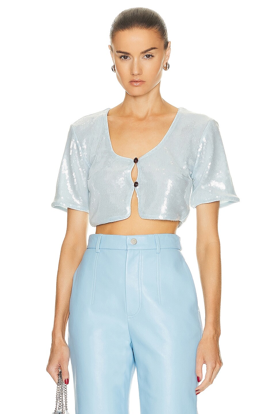 

Топ Ganni Sequin, цвет Ice Water