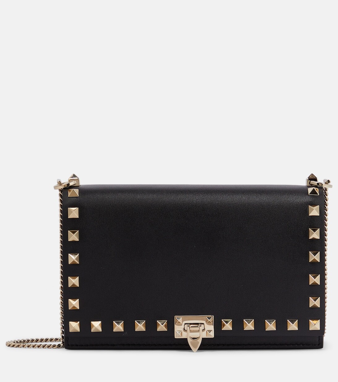 

Маленький кожаный кошелек Rockstud на цепочке Valentino Garavani, черный