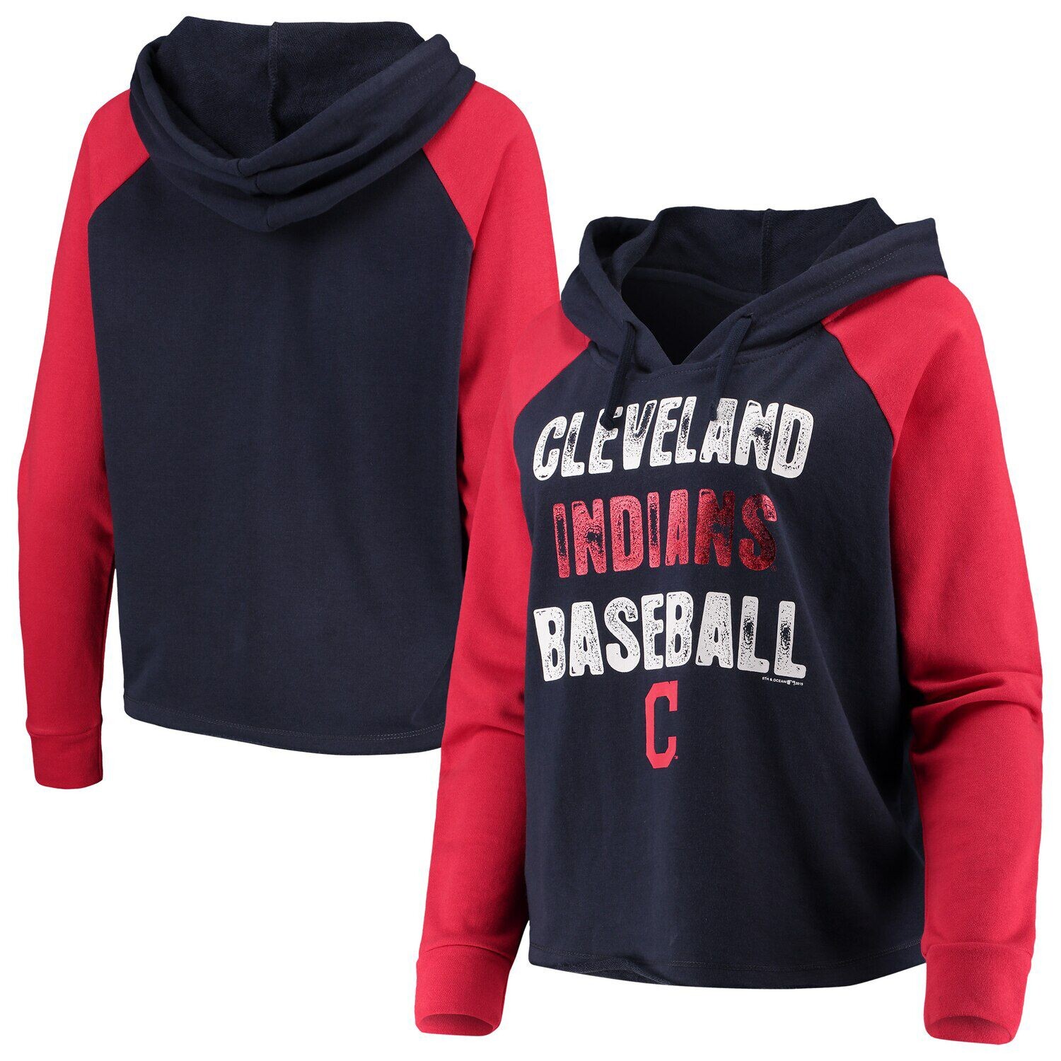 

Женский свободный пуловер с капюшоном New Era темно-синего/красного цвета Cleveland Indians из френч-терри New Era