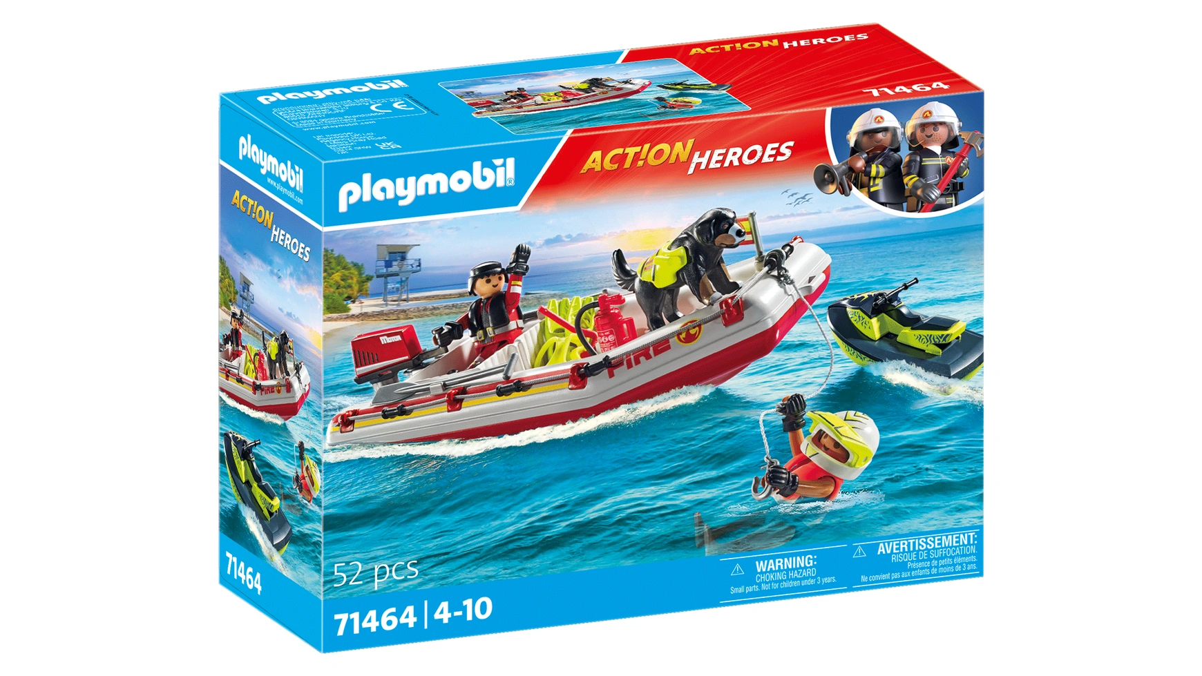 цена Пожарный катер action heroes с водным скутером Playmobil