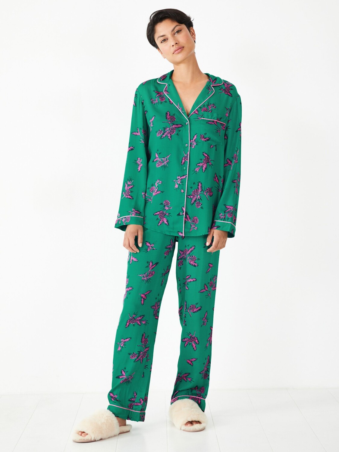 

hush Пижамный комплект Aoife Thistle Print Shirt, Зеленый/Темно-синий