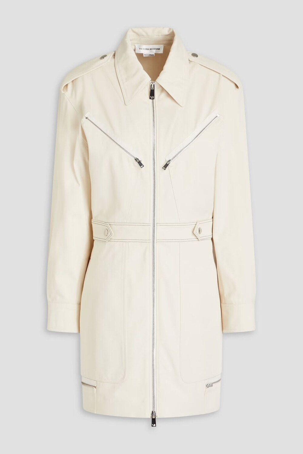 

Платье-рубашка мини из хлопкового твила Victoria Beckham, цвет Off-white