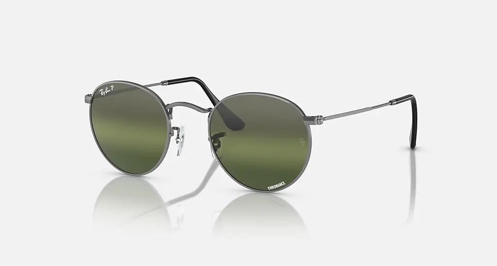 

Солнцезащитные очки Ray-Ban ROUND METAL CHROMANCE, серебряный/зеленый